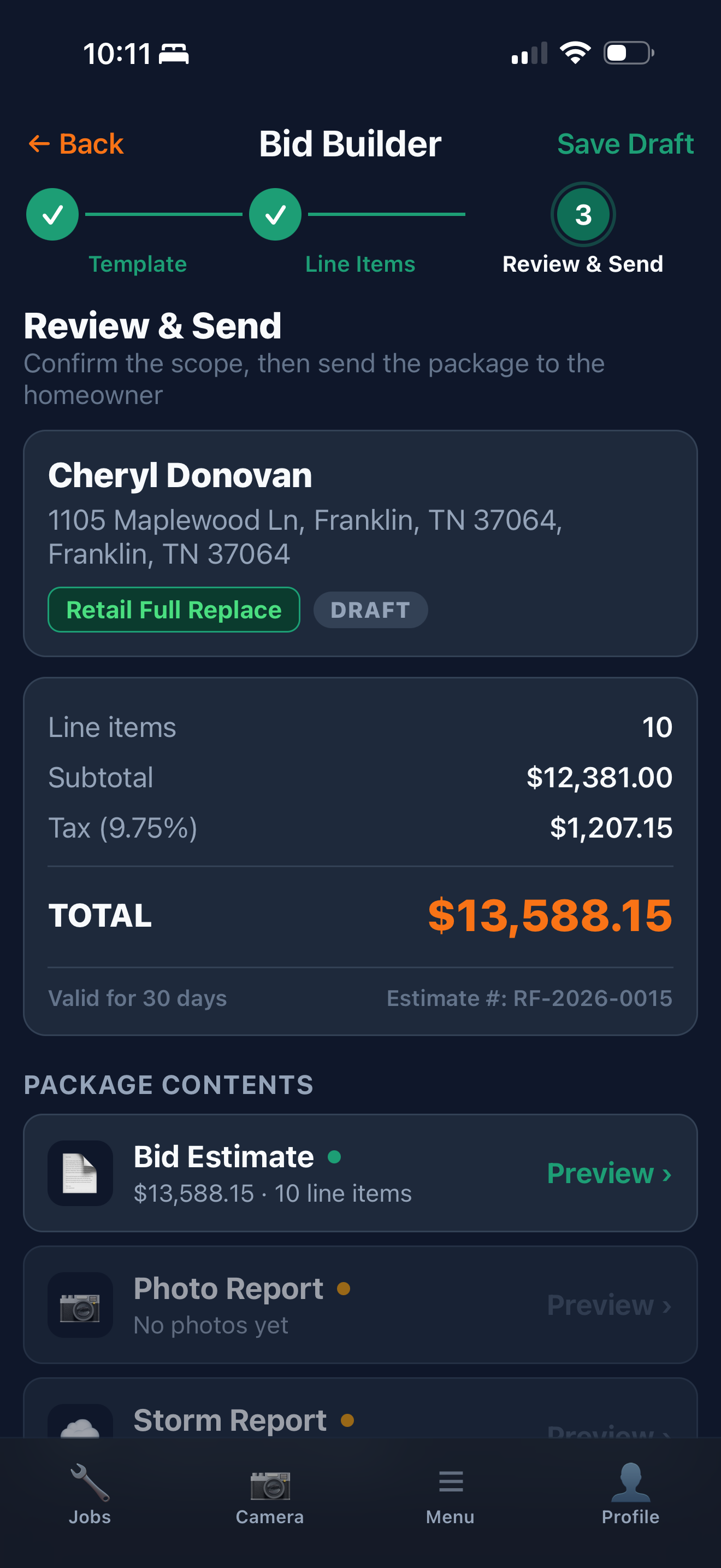 Bid Builder on mobile